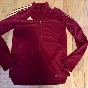 Adidas Burgundy Jacket with Gold Stripes